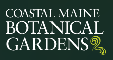 Coastal Maine Botanical Gardens white text on green background