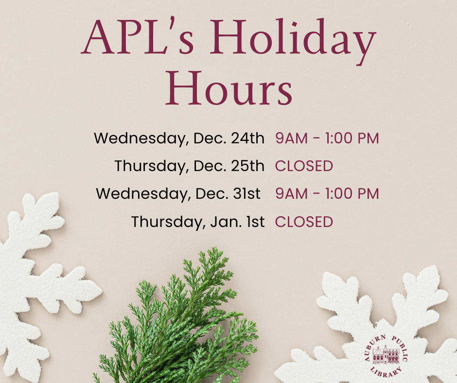 2025 Holiday Hours with snowflakes 