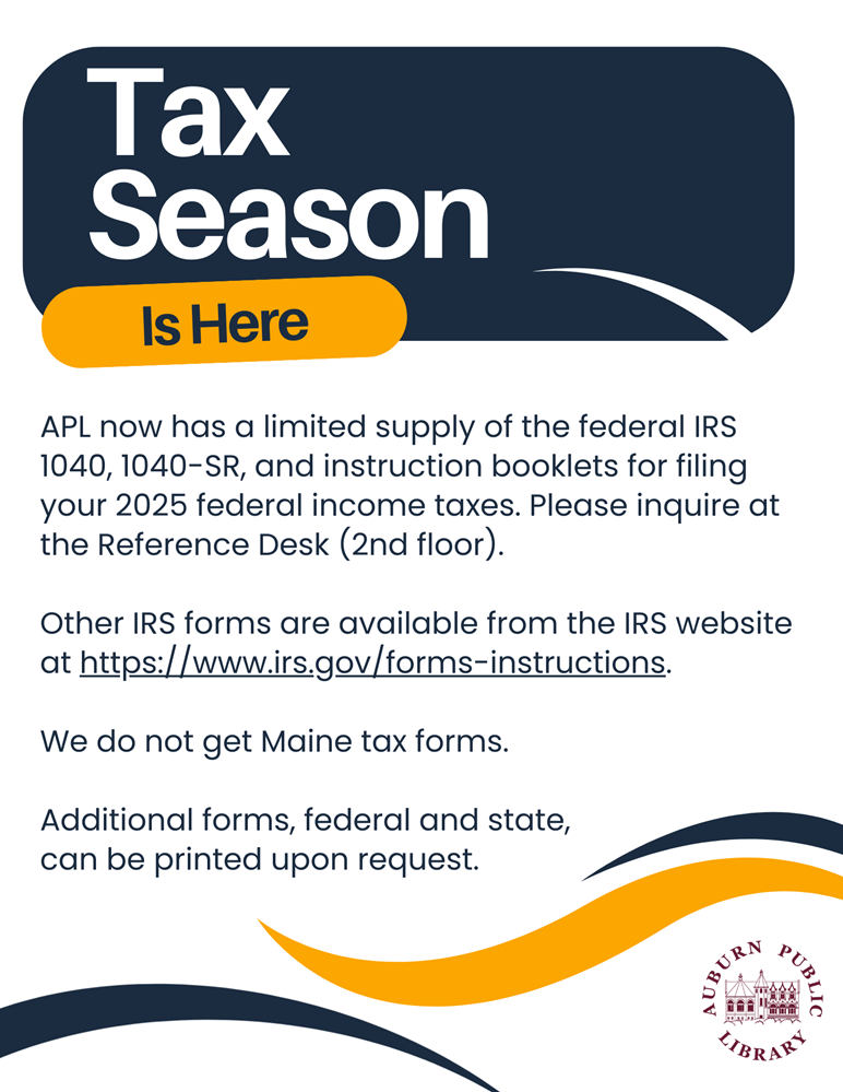 tax form informational flyer white and navy with yellow