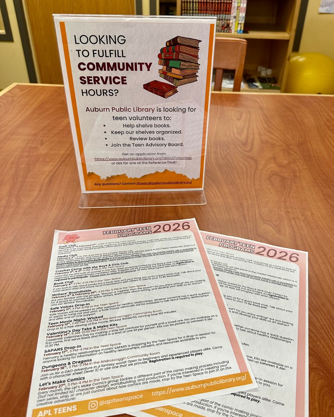 Teen Table with flyer