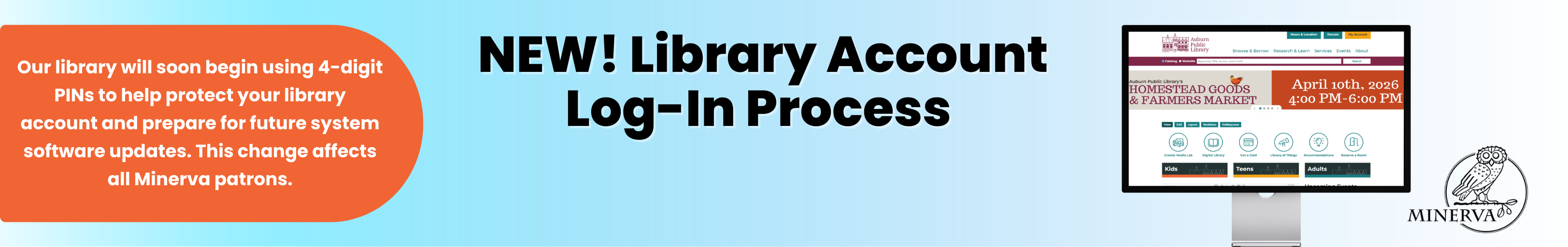 New Account Log-In with blue and orange text