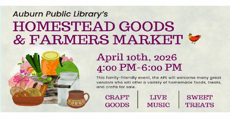 Farmers Market Text with white background, half orange background with date and time of event in white