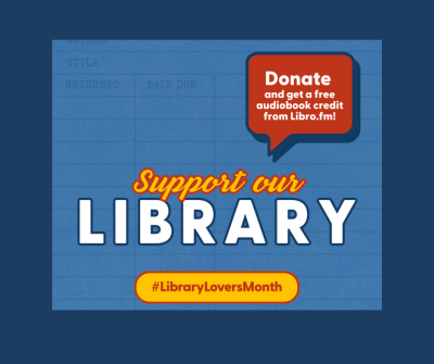 Support our library with blue background