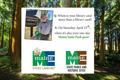 Free admission to state parks with library card with forest background