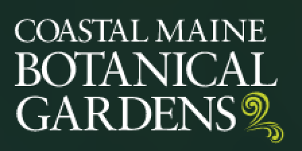 Coastal Maine Botanical Gardens white text on green background