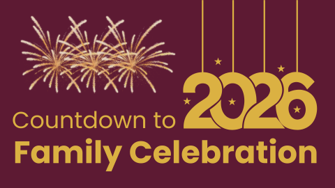 Program title in gold with maroon background 