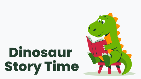 Clip art dinosaur reading a red book on a chair 