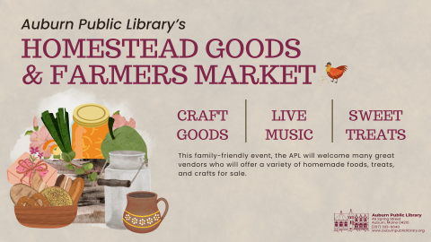 Cream watercolor background with clip art and maroon text 