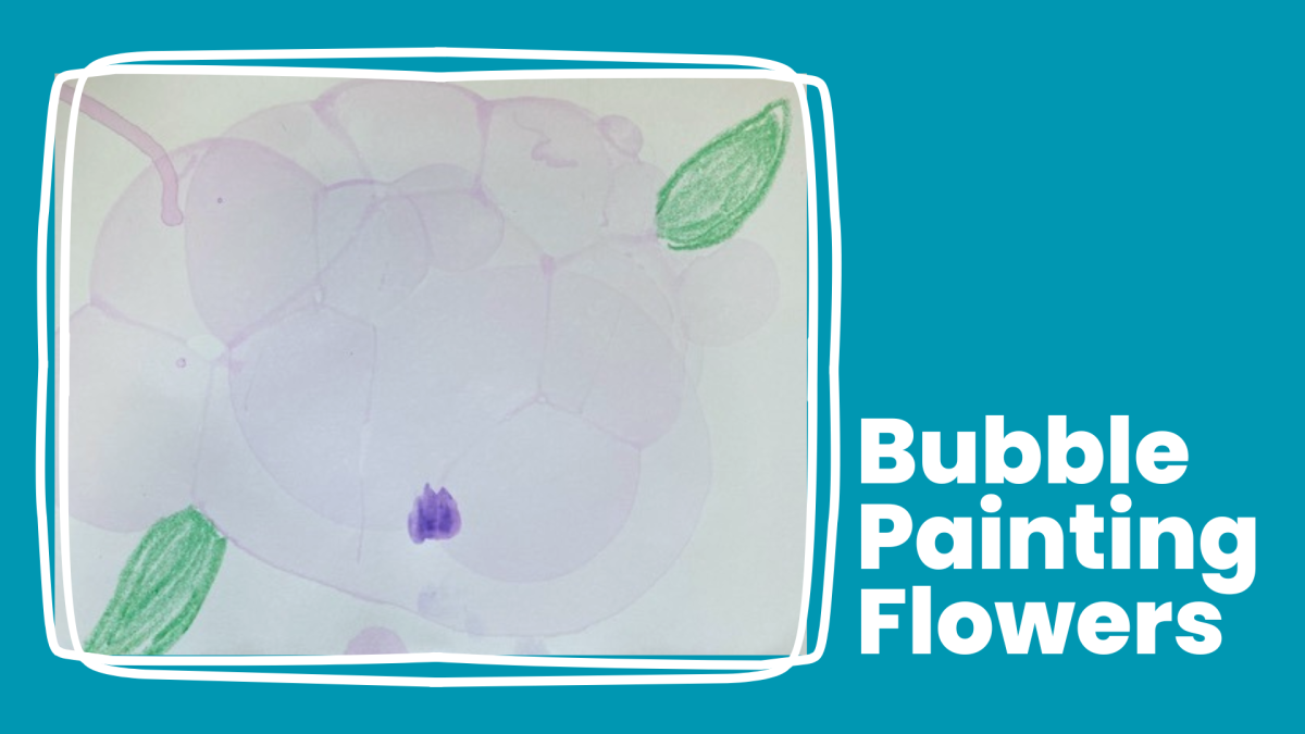 Bubble Painting of a flower on blue background