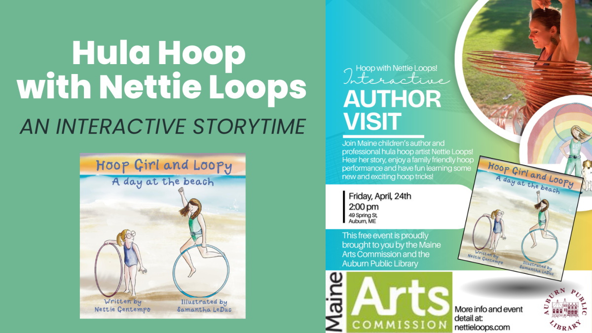 Small program flyer with program title and book cover