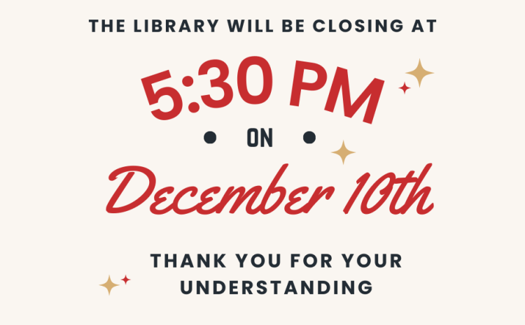 Early Closure on December 10th, red font with ivory background