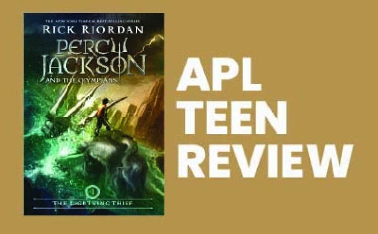 Percy Jackson & The Olympians Book One Cover with tan background 