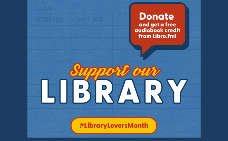 Support our library with blue background
